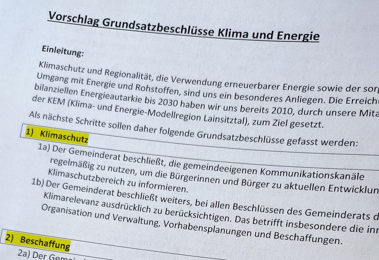 Read more about the article Beschlussvorlagen Klima und Energie