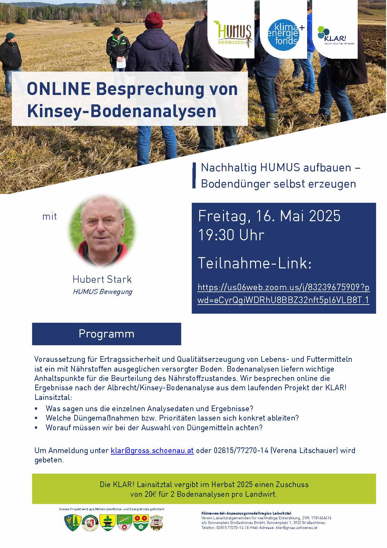 Read more about the article ONLINE Besprechung von Kinsey-Bodenanalysen
