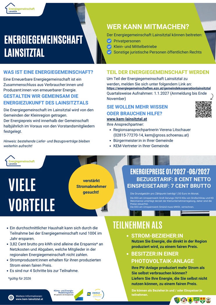 Read more about the article Teilnahme Regionale Energiegemeinschaft Lainsitztal