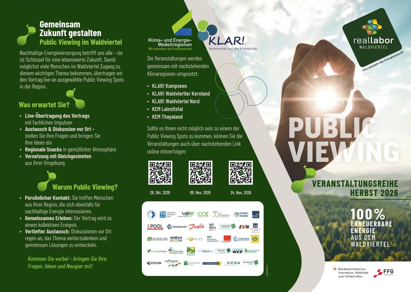 Read more about the article Public Viewings: Photovoltaik, Bidirektionales Laden und Hackschnitzel